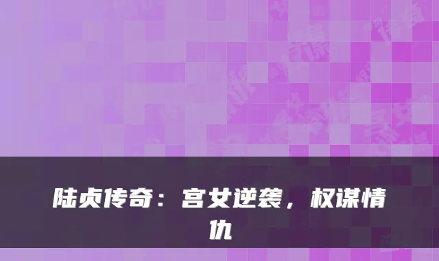 陆贞传奇:宫女逆袭,权谋情仇