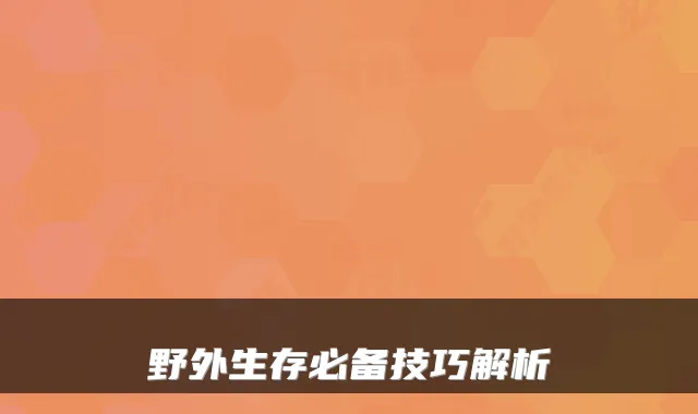 野外生存必备技巧解析