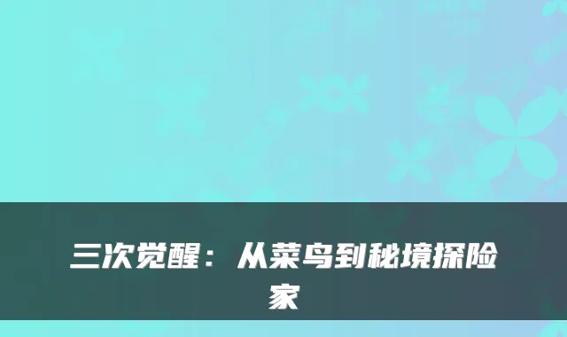 三次觉醒：从菜鸟到秘境探险家