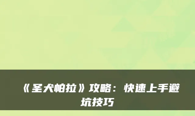 《圣犬帕拉》攻略：快速上手避坑技巧