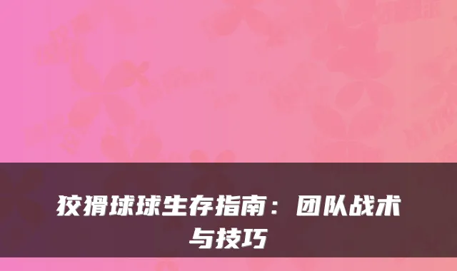 狡猾球球生存指南：团队战术与技巧