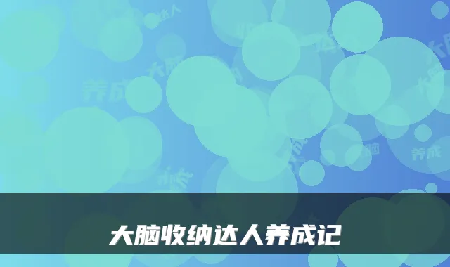 大脑收纳达人养成记