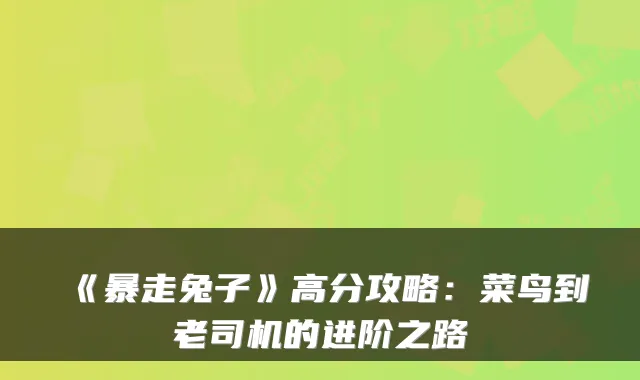《暴走兔子》高分攻略：菜鸟到老司机的进阶之路