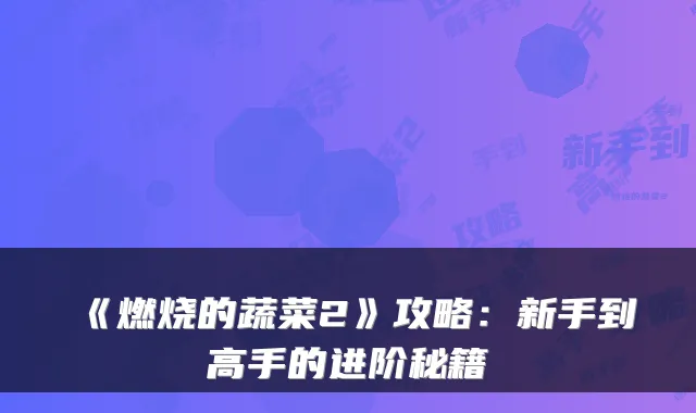 《燃烧的蔬菜2》攻略：新手到高手的进阶秘籍
