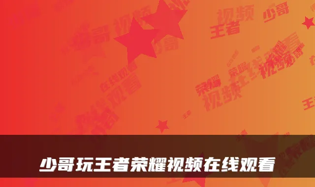 少哥玩王者荣耀视频在线观看