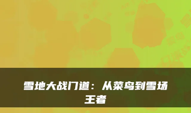 雪地大战门道：从菜鸟到雪场王者