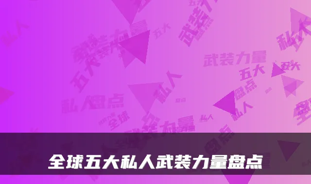 全球五大私人武装力量盘点