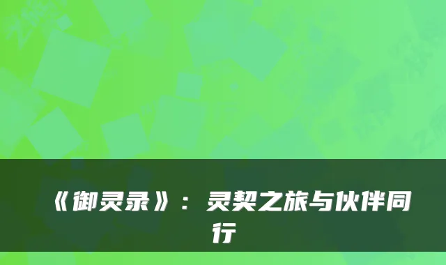 《御灵录》：灵契之旅与伙伴同行