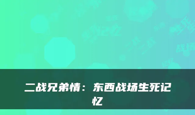 二战兄弟情:东西战场生死记忆