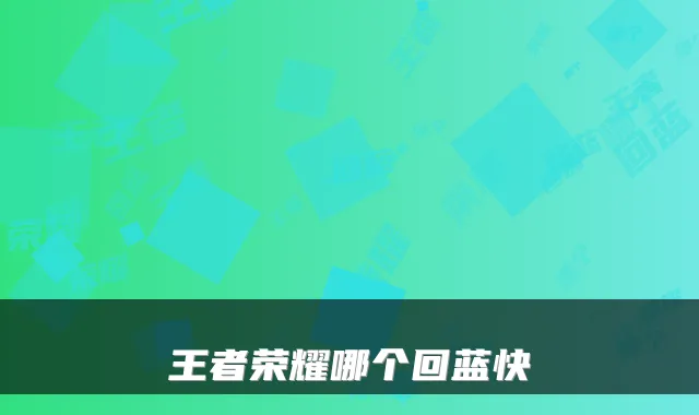 王者荣耀哪个回蓝快