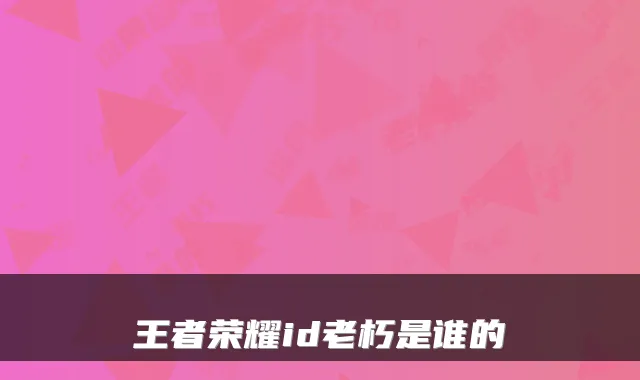 王者荣耀id老朽是谁的