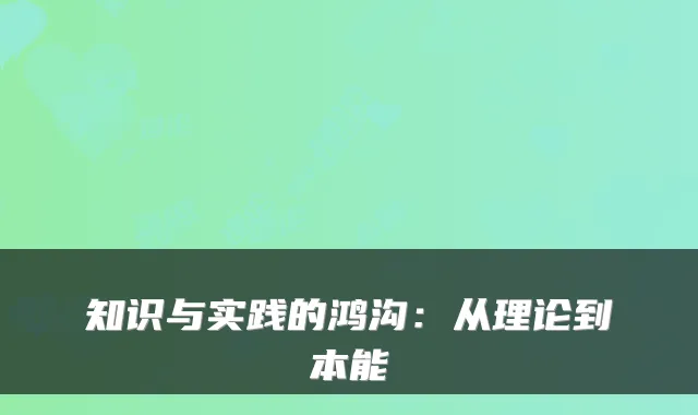 知识与实践的鸿沟：从理论到本能