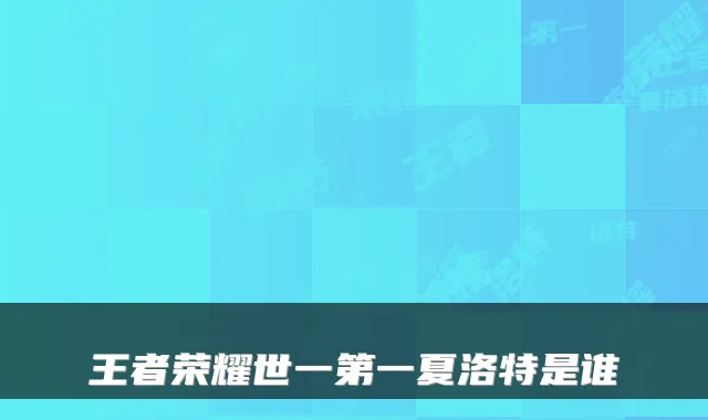 王者荣耀世一第一夏洛特是谁