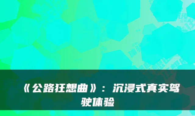 《公路狂想曲》：沉浸式真实驾驶体验