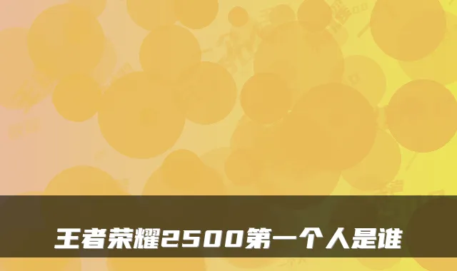 王者荣耀2500第一个人是谁