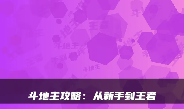 斗地主攻略：从新手到王者