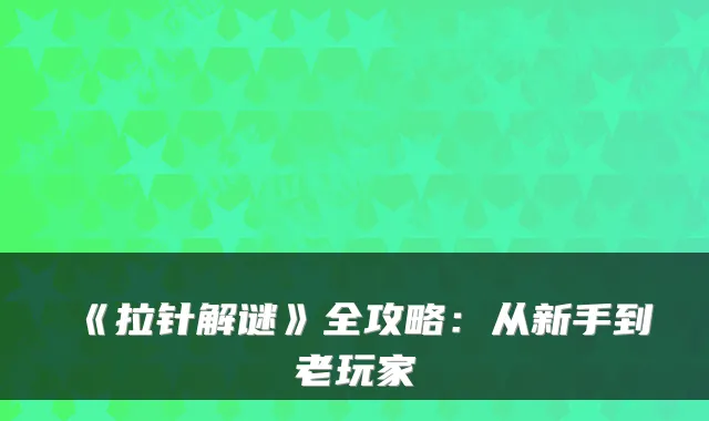 《拉针解谜》全攻略:从新手到老玩家
