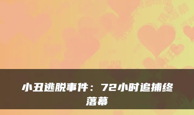 小丑逃脱事件：72小时追捕终落幕