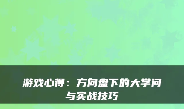 游戏心得:方向盘下的大学问与实战技巧