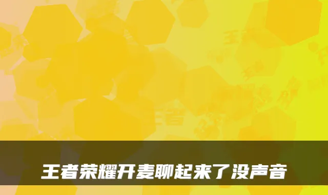 王者荣耀开麦聊起来了没声音