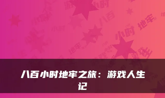 八百小时地牢之旅：游戏人生记