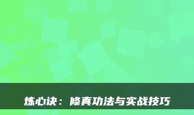 炼心诀：修真功法与实战技巧
