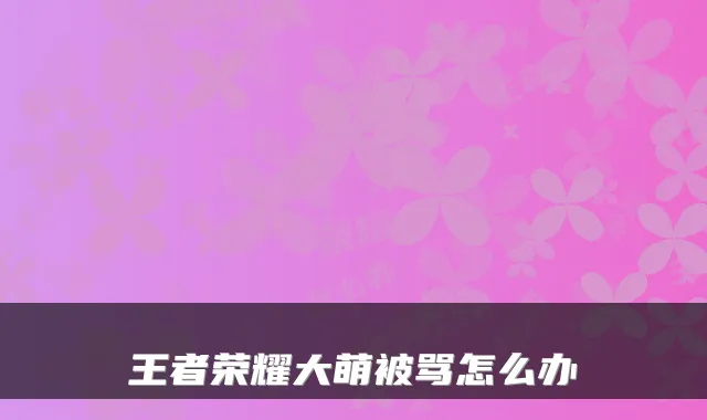 王者荣耀大萌被骂怎么办