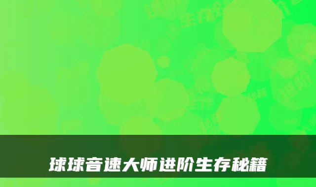 球球音速大师进阶生存秘籍
