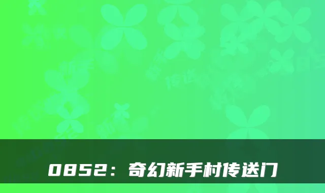 0852：奇幻新手村传送门