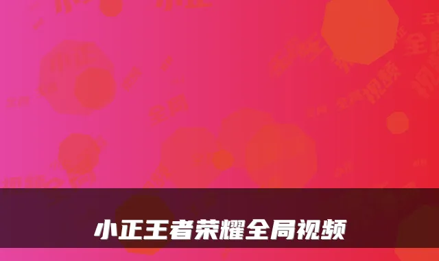 小正王者荣耀全局视频