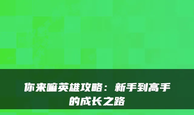 你来嘛英雄攻略：新手到高手的成长之路