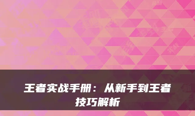王者实战手册：从新手到王者技巧解析