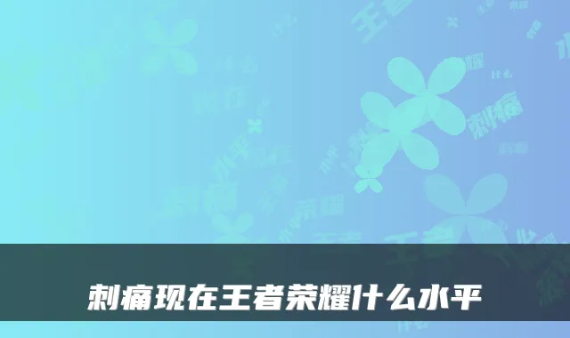刺痛现在王者荣耀什么水平