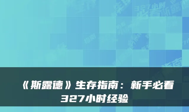 《斯露德》生存指南：新手必看327小时经验