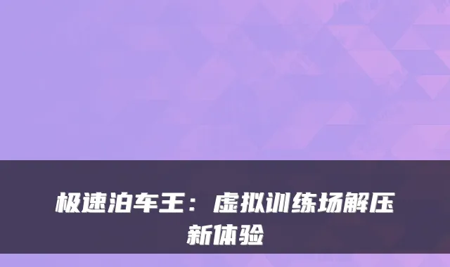 极速泊车王：虚拟训练场解压新体验