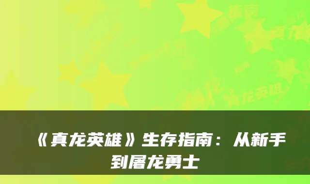 《真龙英雄》生存指南：从新手到屠龙勇士