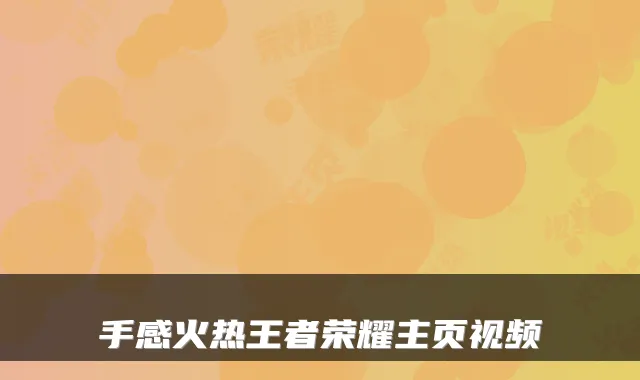 手感火热王者荣耀主页视频