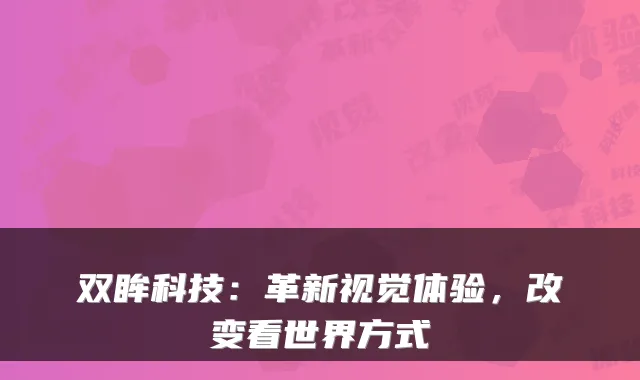 双眸科技：革新视觉体验，改变看世界方式