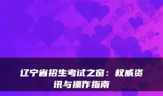 辽宁省招生考试之窗：资讯与操作指南