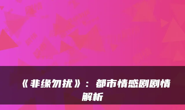 《非缘勿扰》：都市情感剧剧情解析