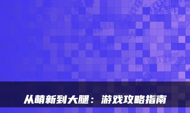 从萌新到大腿：游戏攻略指南