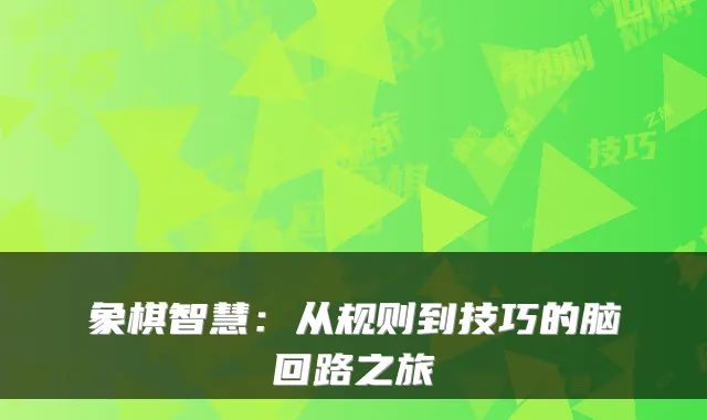 象棋智慧：从规则到技巧的脑回路之旅