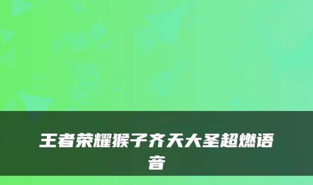 王者荣耀猴子齐天大圣超燃语音