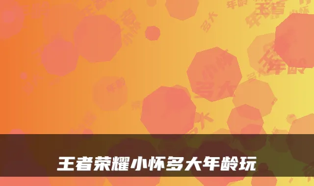 王者荣耀小怀多大年龄玩