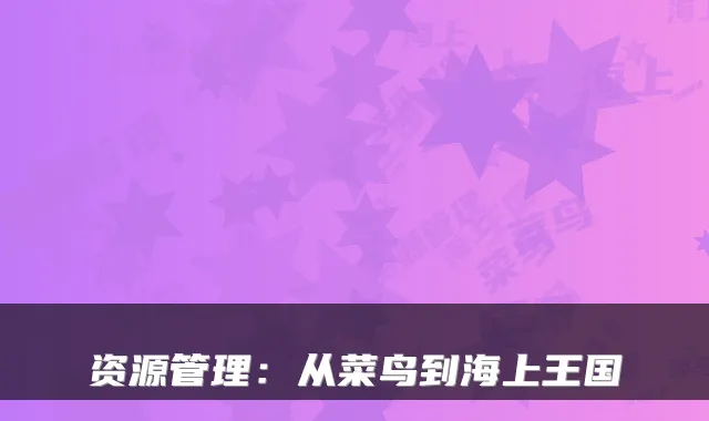 资源管理：从菜鸟到海上王国