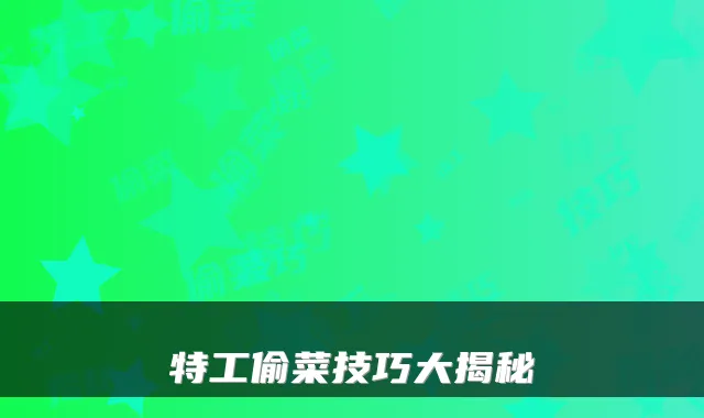 特工偷菜技巧大揭秘