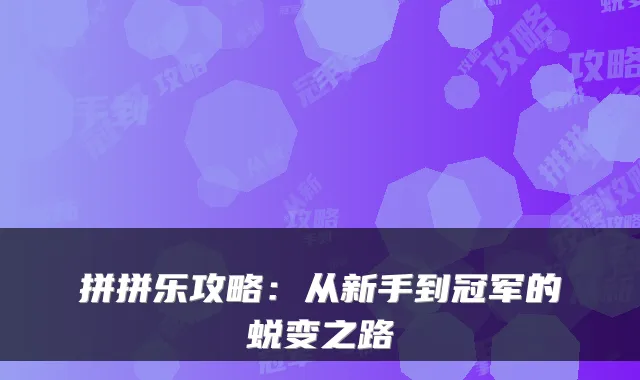 拼拼乐攻略：从新手到冠军的蜕变之路
