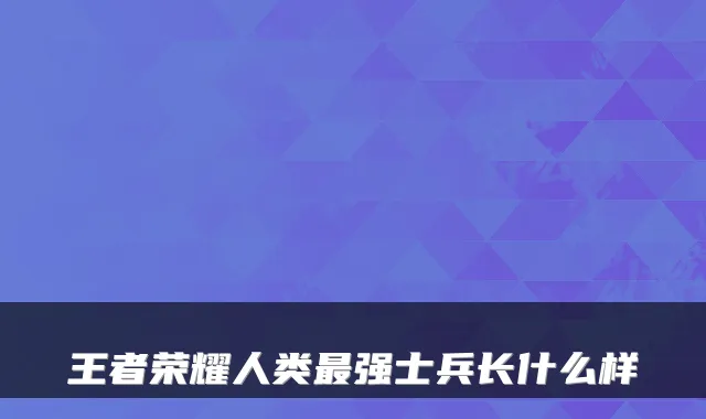 王者荣耀人类强士兵长什么样
