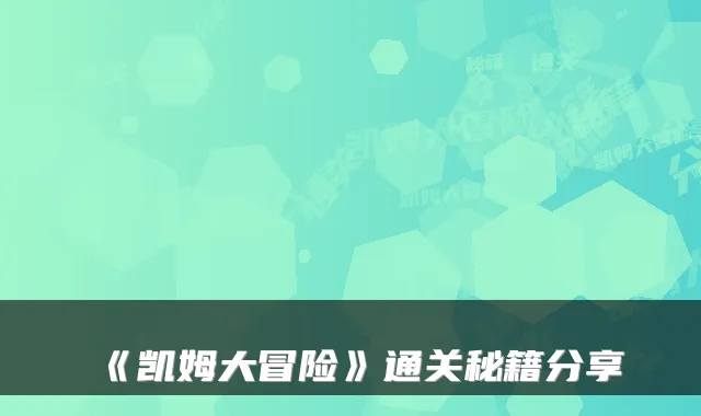 《凯姆大冒险》通关秘籍分享