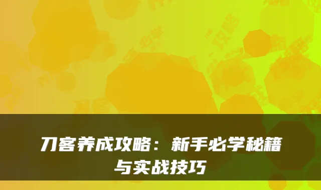 刀客养成攻略：新手必学秘籍与实战技巧